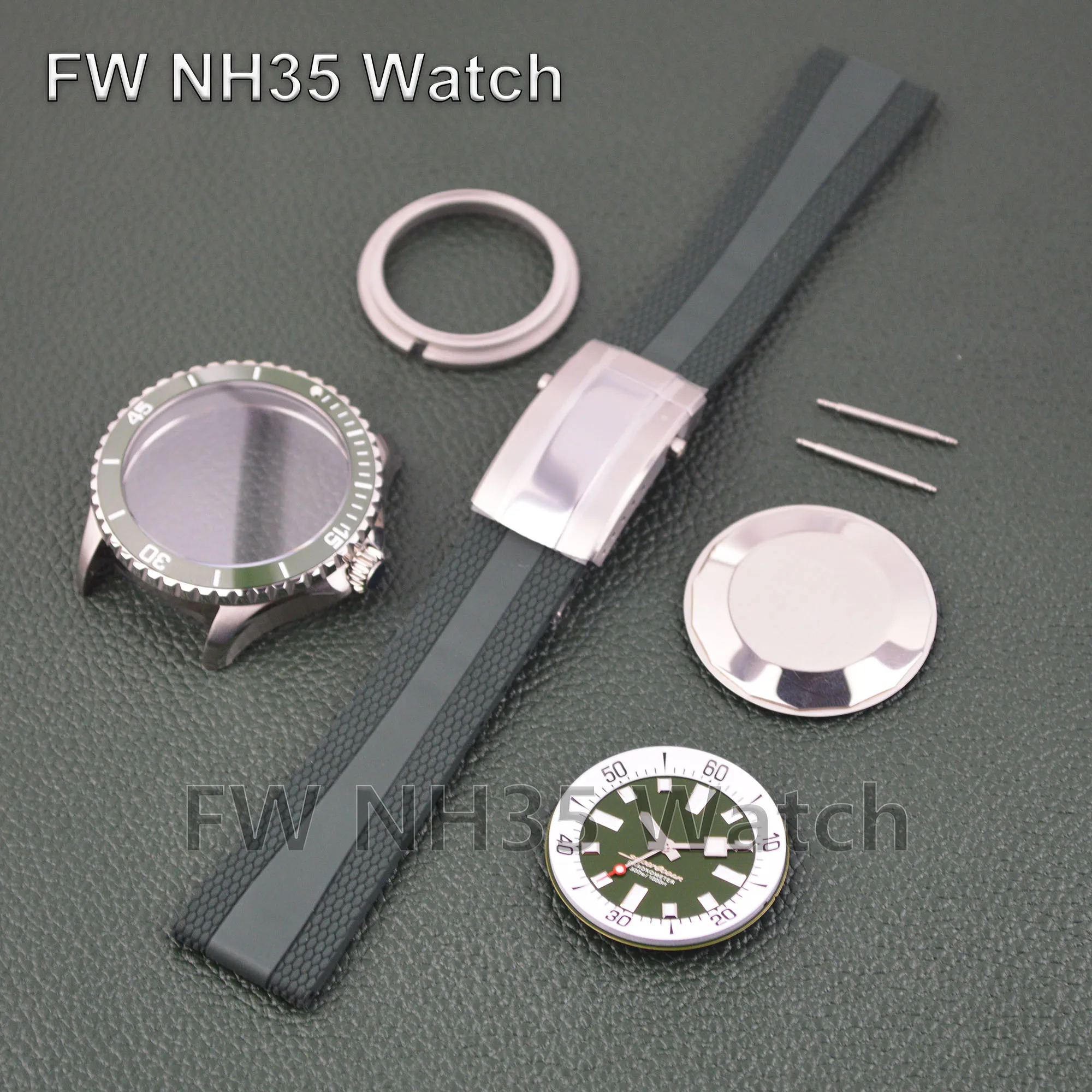 NH35 Watch Case Rubber Strap Luminous Dial Hands for Superocean Sapphire Glass 20ATM Waterproof 44mm Case fit NH35 Movement