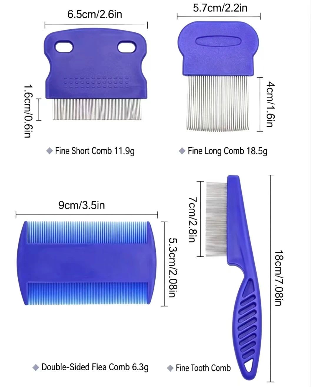 Pet 4-piece set: floating hair comb, specialized cleaning tool for long-haired pets, flea prevention device, cat-specific knot-o