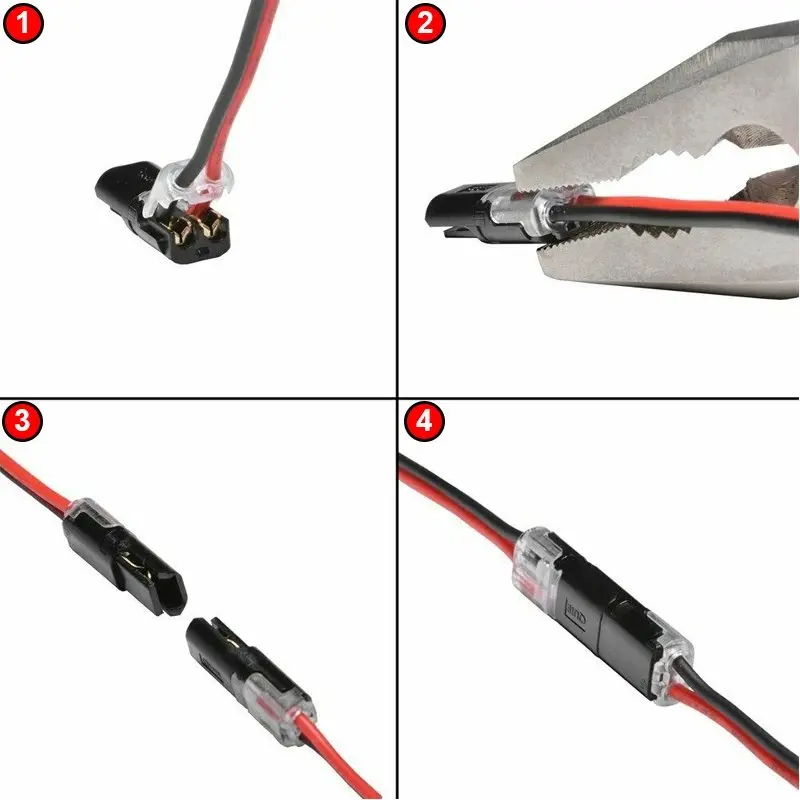 2pin Pluggable Wire Connector Quick Splice Electrical Cable Crimp Terminals for Wires Wiring 22-20AWG LED Car Connectors