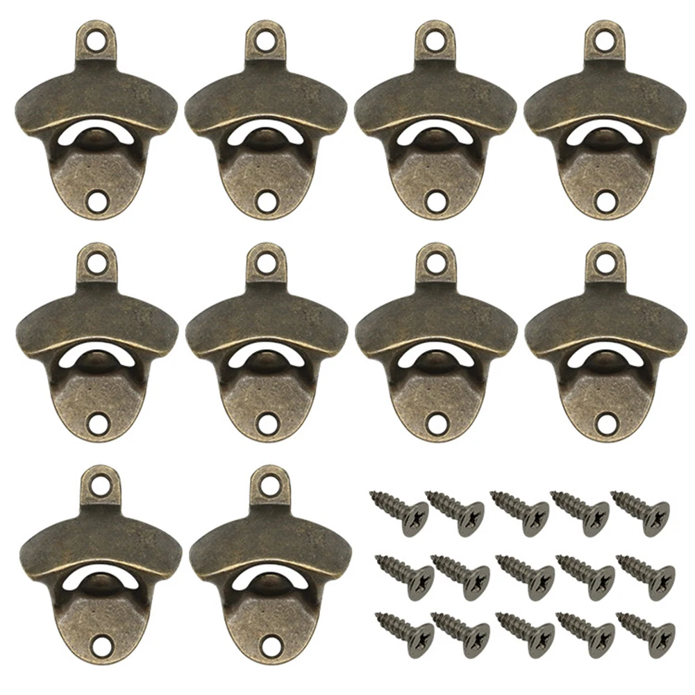 

10Pcs Wall Mounted Bottle Opener With Screws Retro Vintage Rustic Style Beer Opener Set Cave Bar Beer Tool Kitchen Gadgets