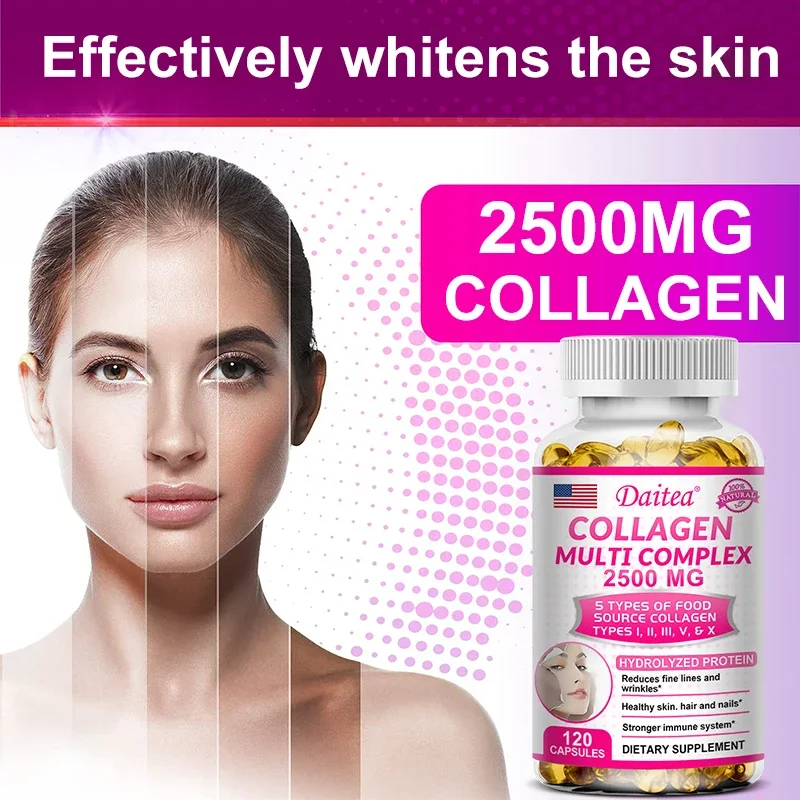 Hydrolyzed Collagen Capsules - Vitamin Antioxidant Supports Healthy Skin, Flexible Hair and Strong Nails Nutritional Supplement