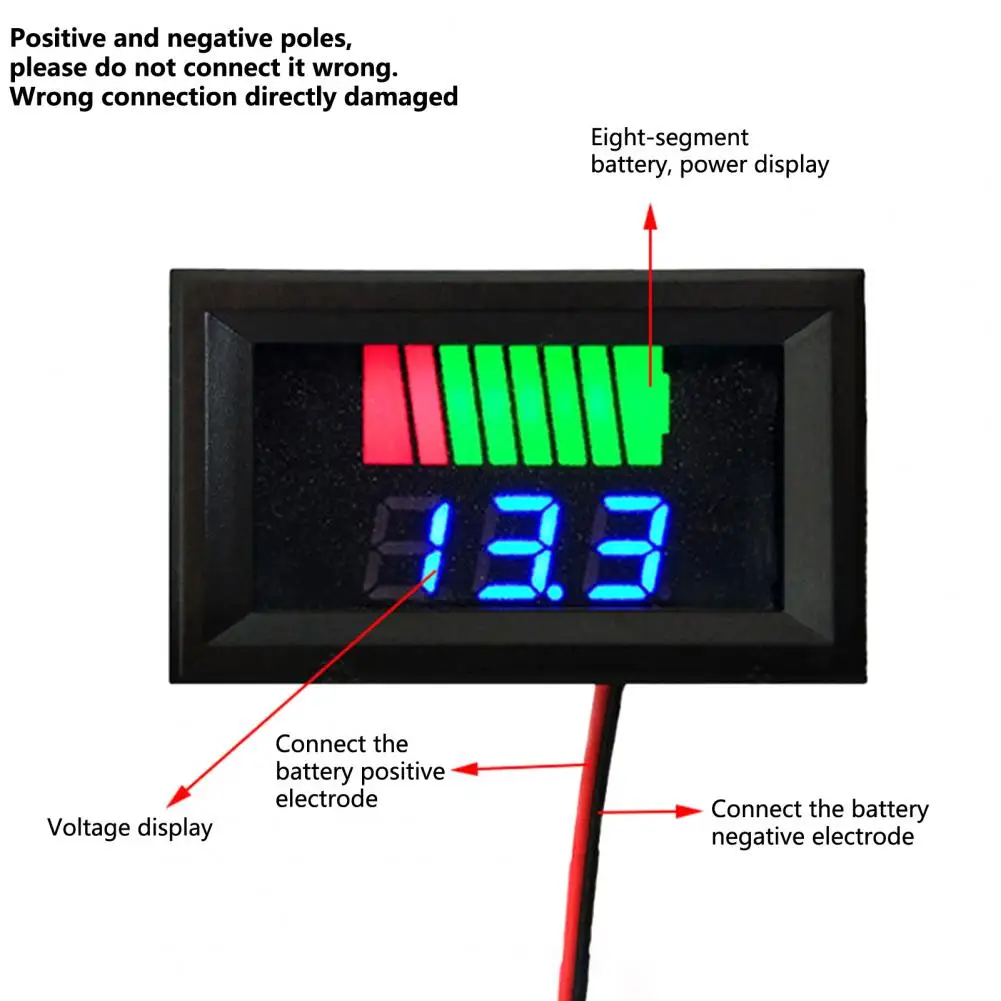 Battery Capacity Meter  Simple Installation   Battery Capacity Monitor 8-Stage Power Resolution Battery Capacity Indicator