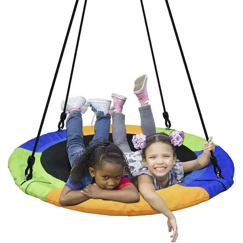 Kids Swing - 900D Oxford Round Seat with Safety Belt, Colorful Outdoor Children's Swing for Backyard Garden Durable Design