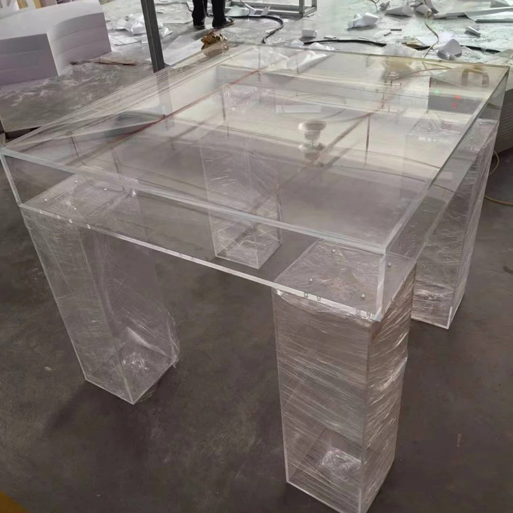 

Acrylic Clear Wedding Dining Table Square Made by Occasions Furniture