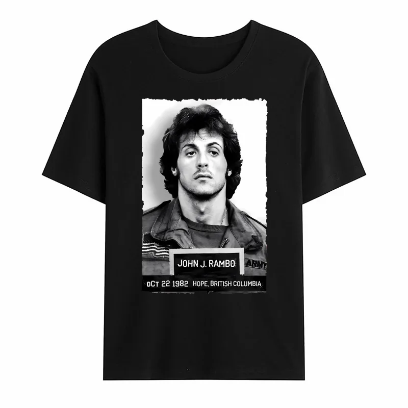 2024 Amazing Male T Shirt Oversized Essential Fashion Rambo Police Mugshot Funny Movie T-shirt Men T-shirts Graphic Streetwear