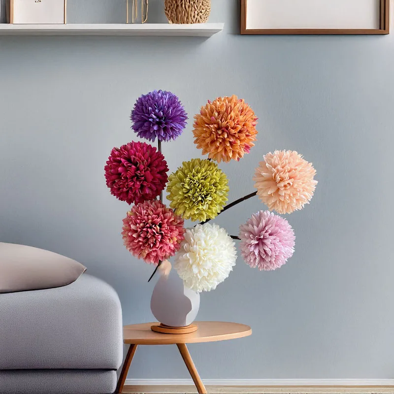 33CM Autumn Artificial Table Tennis Chrysanthemum Home Living Room Decoration Scallion Ball Wedding Road Guide Photography Props