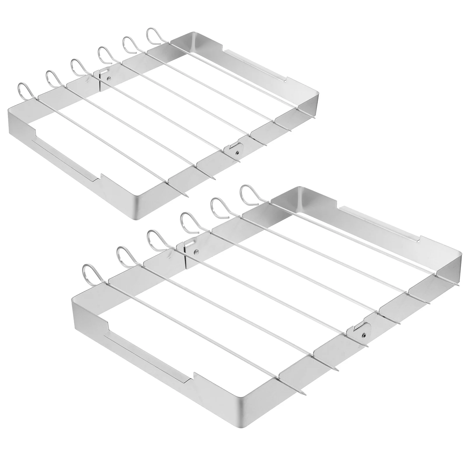 

2 Set Grill Bbq Skewers for Grilling Outdoor Stainless Steel Barbecue Hanging Rack