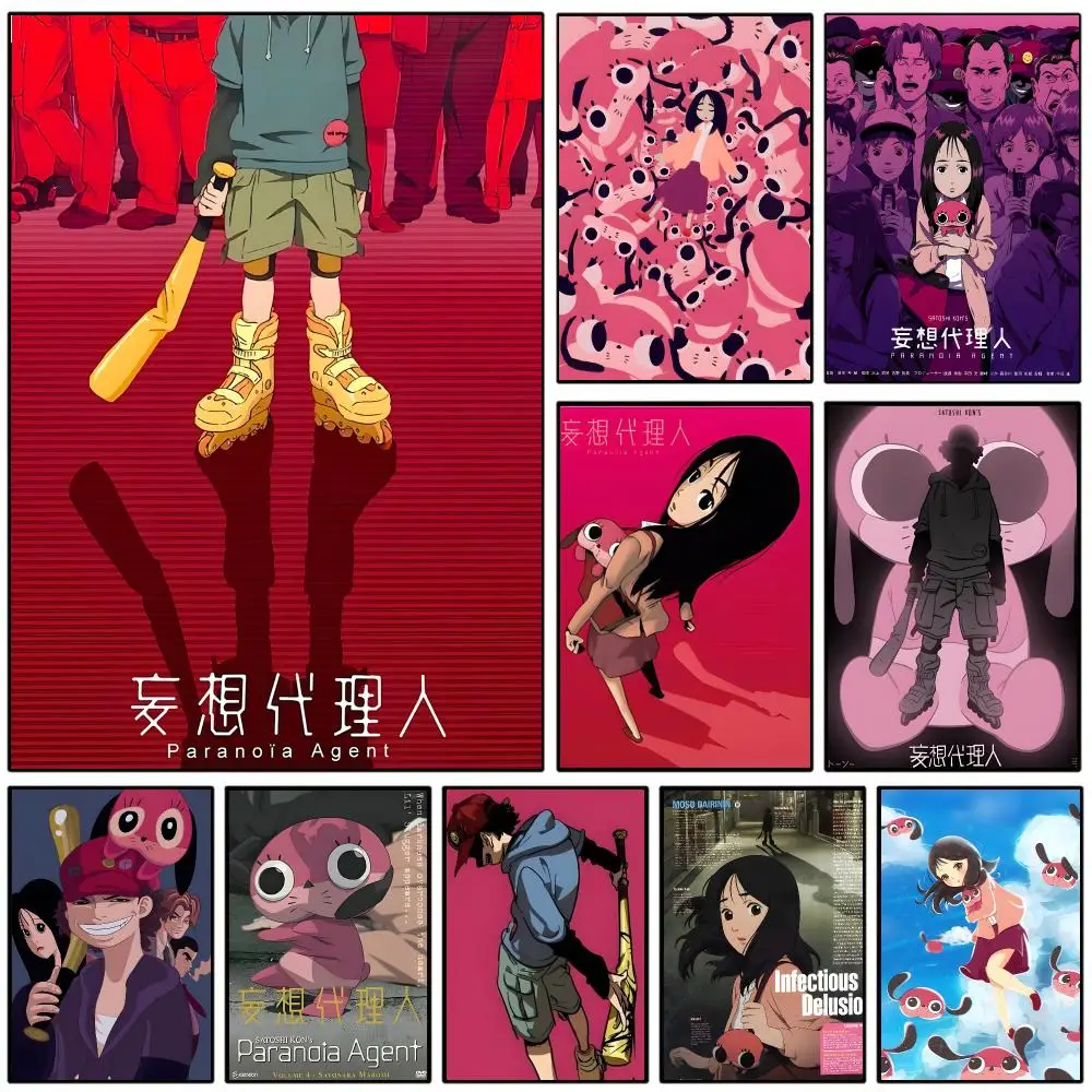 Anime P-Paranoia Agent Whitepaper Poster Self-adhesive Art Waterproof Paper Sticker Coffee House Wall Decor