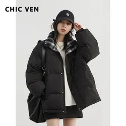 CHIC VEN Women Parkas Long Sleeve Loose New Warm Letter Embroidery Female Bread Jackets Outerwear Coat Autumn Winter 2024