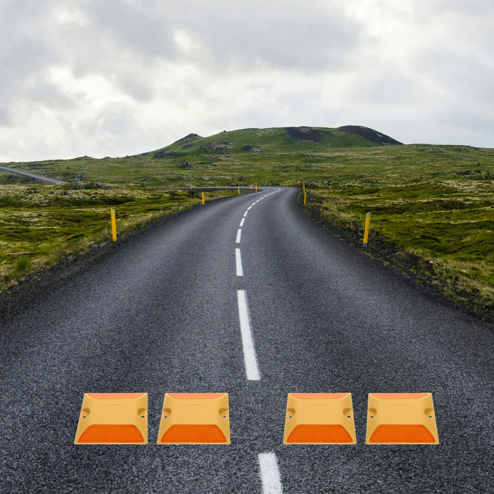 4 قطعة ترصيع الطريق البلاستيكية علامات الرصيف العاكسة للممر الطريق السريع وقوف السيارات عاكسات الطريق السلامة المرورية دائم