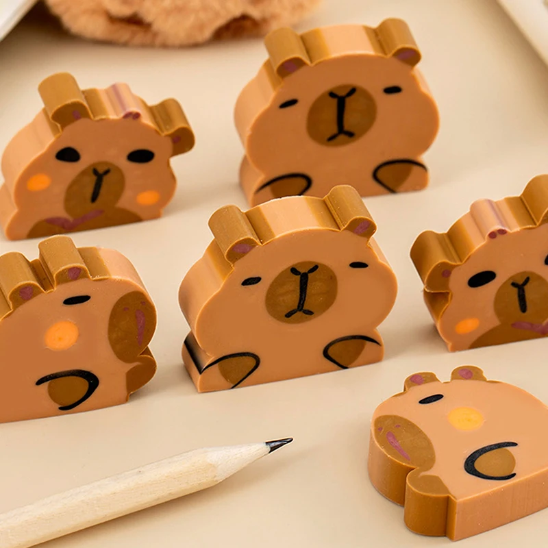 

10Pcs Kawaii Capybara Eraser Soft School Supplies Clean Mess Free Stationary Office Student Rubber Eraser For Kids Gift