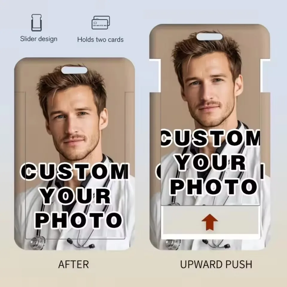 Bulk Custom Personalized Photo Card Holder With Braided Lanyard Group Purchase For School Hospital Company Staff Work Card Case