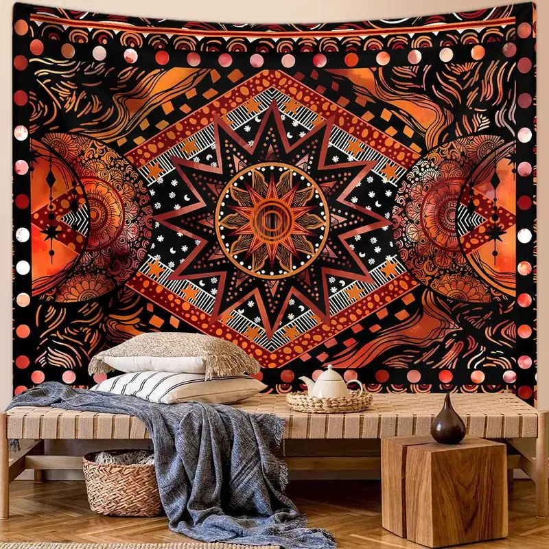 VIKAMA Emperor Butterfly Moon Phase Tapestry, Mystical Wall Hanging Background Cloth for Living Room Aesthetic Decor