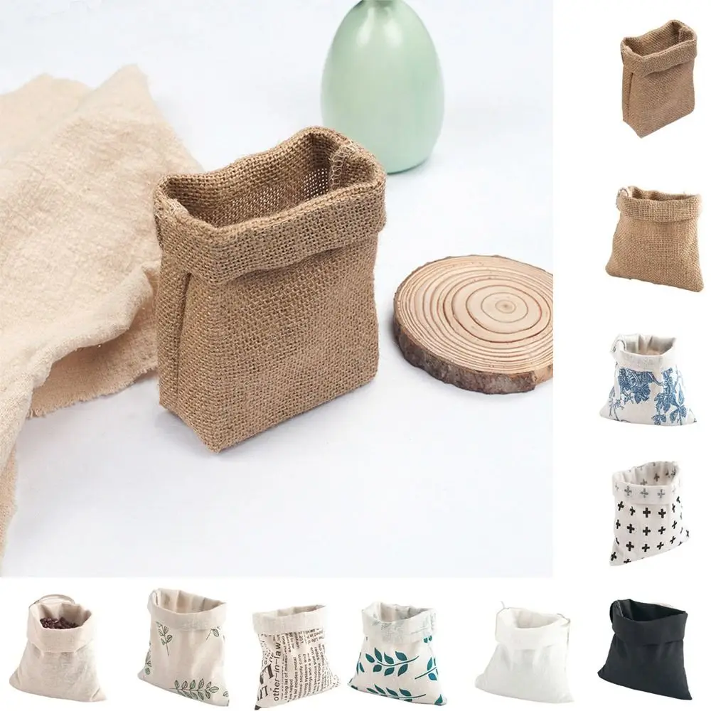 

Little Cloth Jute Bag Fashion Natural Simple Cotton Linen Grains Bags Portable Cotton Burlap Bag Coffee Beans