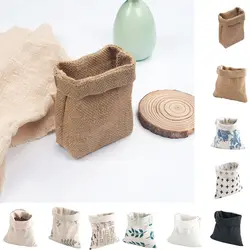 Little Cloth Jute Bag Fashion Natural Simple Cotton Linen Grains Bags Portable Cotton Burlap Bag Coffee Beans