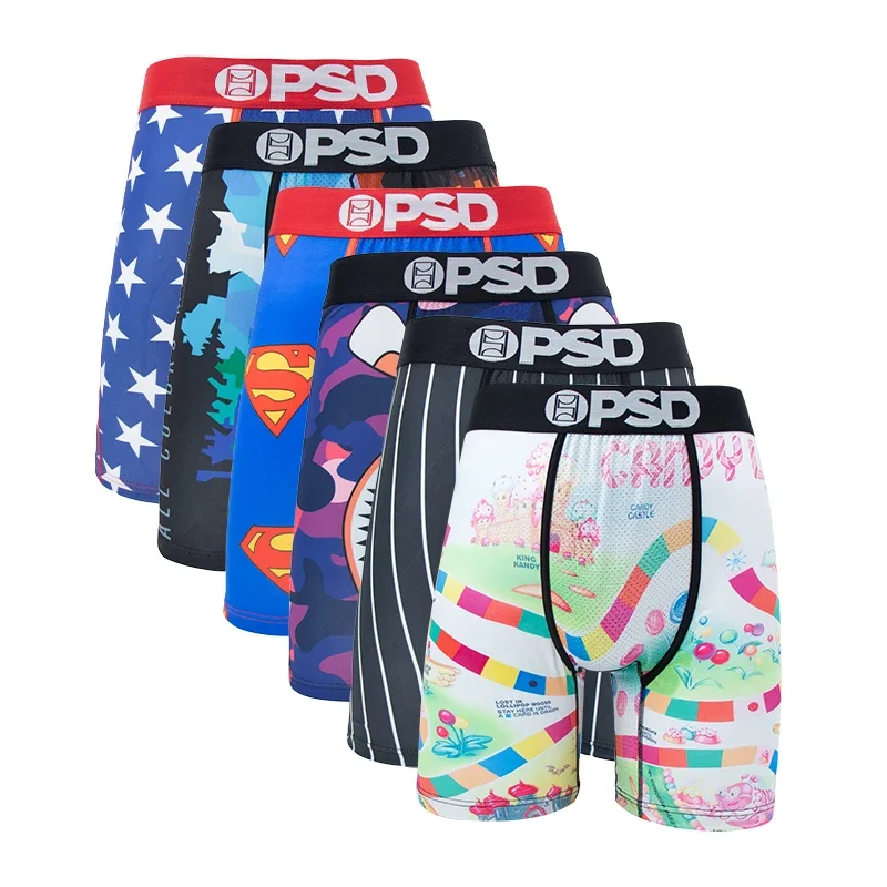 

6Pcs PSDS Fashion Print Men Underwear Boxer Shorts Panty Lingerie Underpants Boxershorts Sexy Man Boxers Briefs Trunks Plus Size