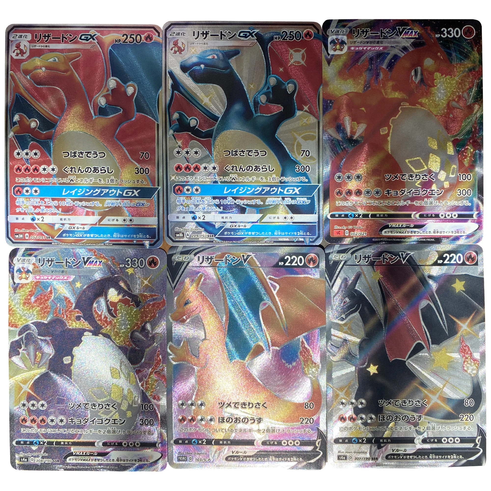 

6Pcs/set PTCG Charizard Series Flash Card Classic Gift Toy Game Anime Collection Cards