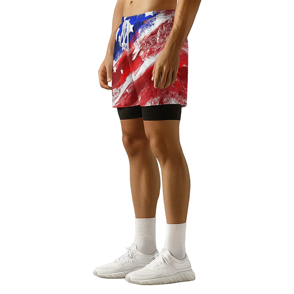 Original design Independence Day collection Summer 3D Premium print casual trend Sports High Street Ice skating camo shorts