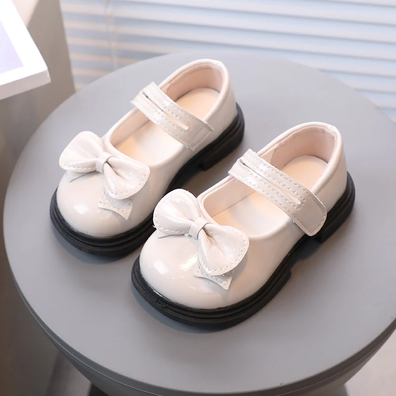 Girls Shoes 2024 Bow Kids Fun Dream Princess Kids Shoes Low Heels Sweet Party Dress Cute All-Match Small Leather Shoes