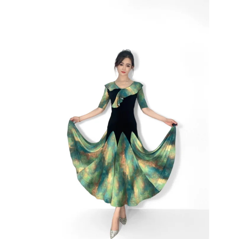 

Womens Long Dresses New in Dresses Line Dance Costume New Products Costumes Ballroom Modern Dance Flamenco Clothing Waltz Stage