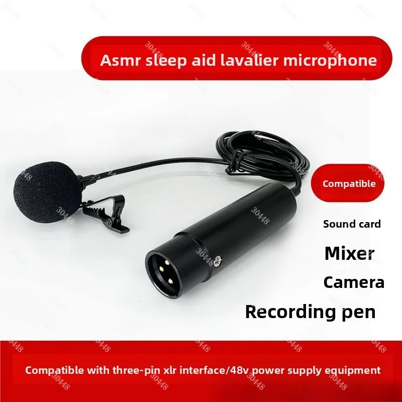 HD Wired Lavalier Microphone for Live Streaming, ASMR Voice-Control Stereo Mic with 48V Phantom Power