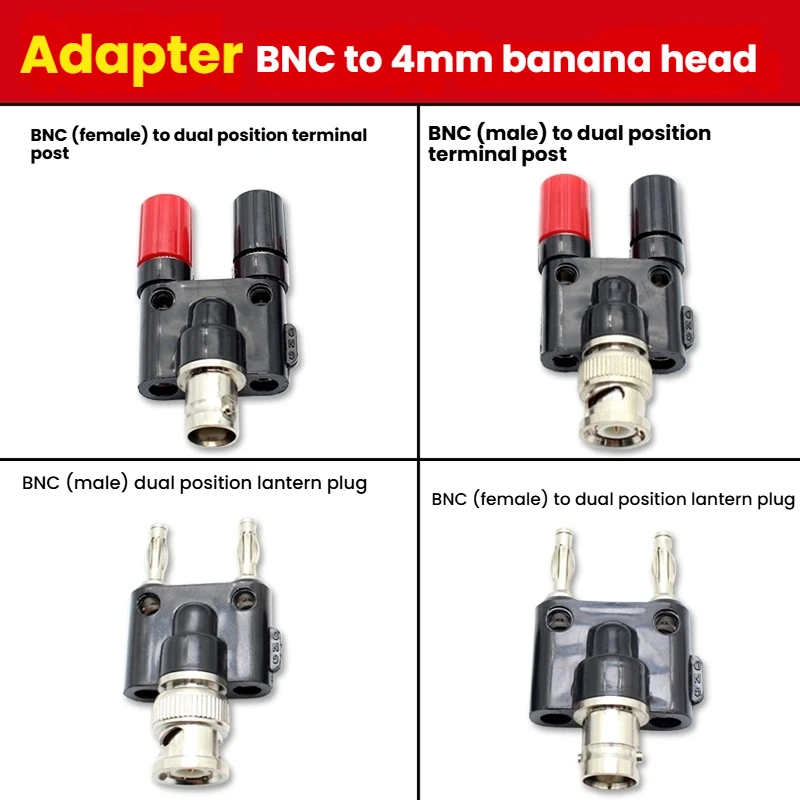 Coaxial RF Adapter: BNC Banana to Two 4mm Banana Male Female Jack 3Way Splitter