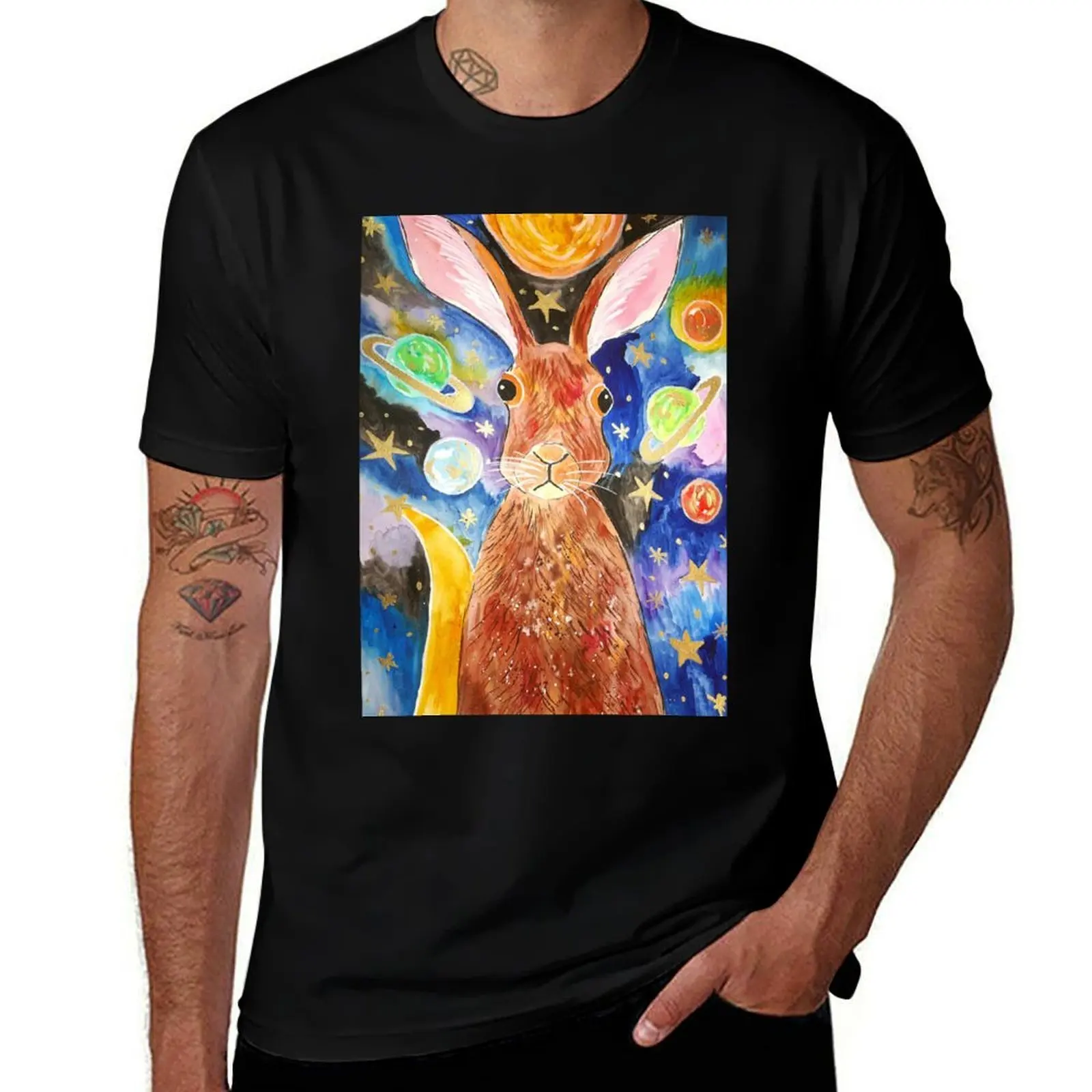 

Hare among the Planets and the Stars T-Shirt Work Wear Short Sleeve T-Shirt