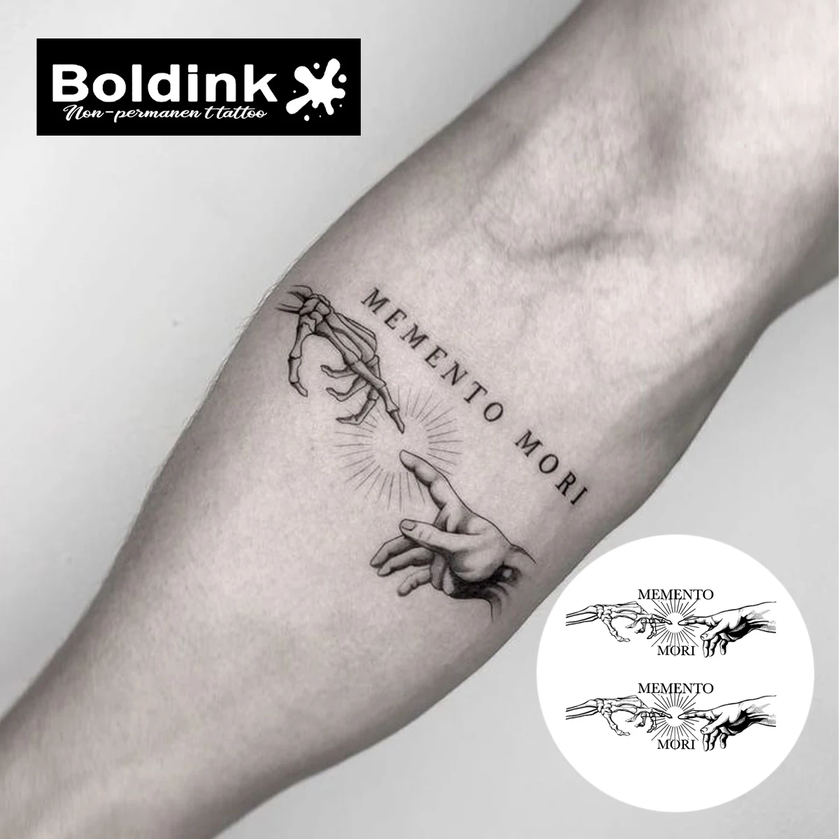 Boldink Memento Mori Hand Temporary Tattoo,Lasts To 15 Days New Technology Magic Waterproof Semi Permanent Sticker.