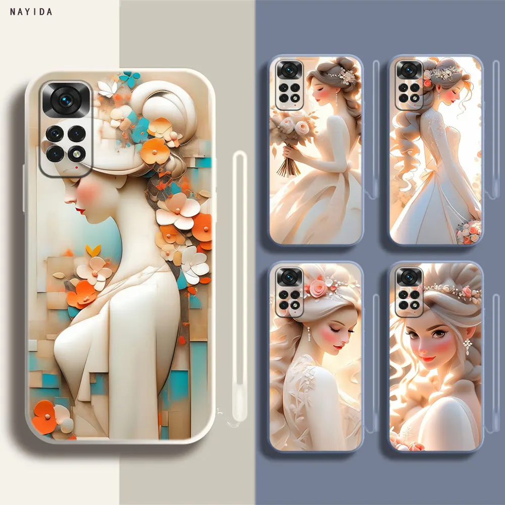 Phone Case For Xiaomi Redmi Note 12 11 12S Pro Plus 12c 11a 4G 5G Soft Silicone Original Cover Art Wedding Girl