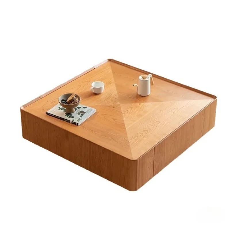 

Minimalist square all-solid wood coffee table Cherry wood living room Square coffee table