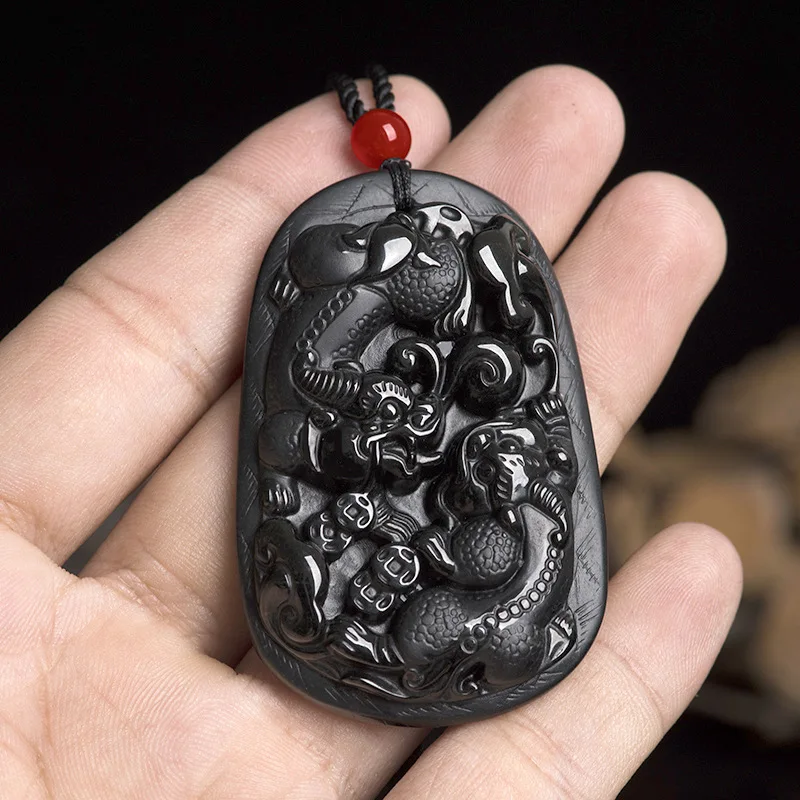 اليشم الطبيعي الأصيل من الدرجة A ، الحبر اليشم Tongcai Pixiu قلادة بذور الجليد اليشم الرجال والنساء القلائد المعلقات الملحقات #3