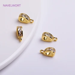18K Gold Plated Droplet Shape Pendant Bail Connector,Brass Inlaid Zircon Spacer Bead Hanger For Fashion Jewelry Making Findings