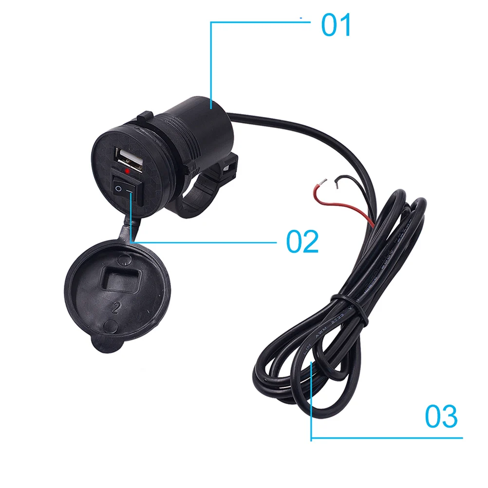 

Motorcycle USB Panel Car Waterproof Handlebar Socket Single Port for Phones Tablets GPS Zero Accessories