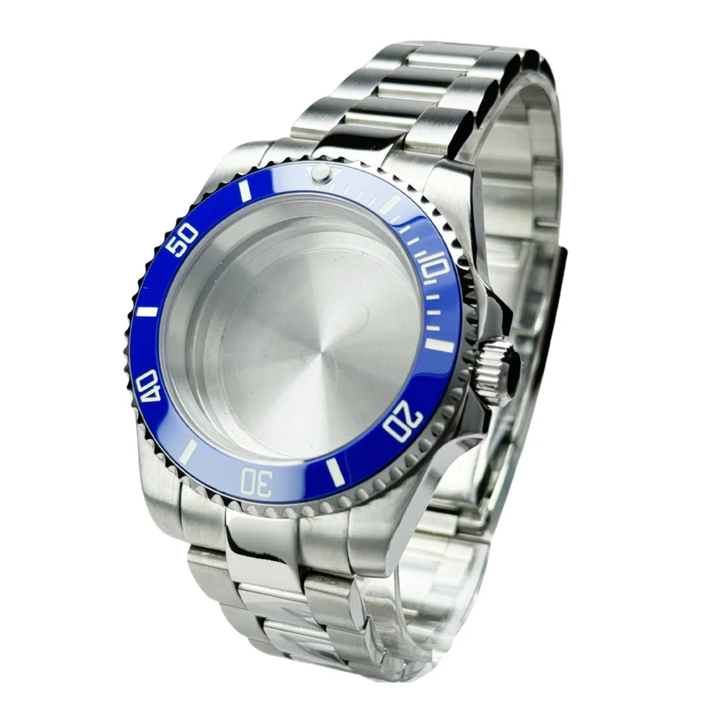Diver Watch Case Fit for Sub Polish Oyster Band Mod NH34 NH35 NH36 NH70 NH72 20bar red blue bezel 120 Clicks Sliding Buckle