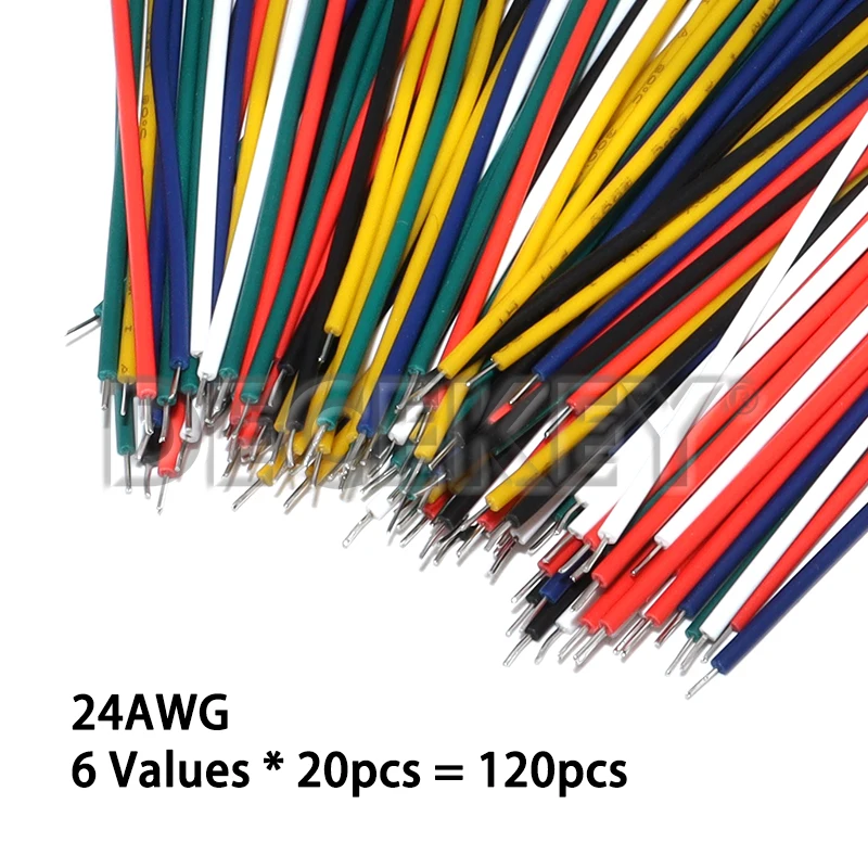 120PCS/set 24AWG Tin-Plated Breadboard PCB Solder Cable 24AWG Fly Jumper Wire Tin Conductor Wires 1007-24AWG Connector Wire