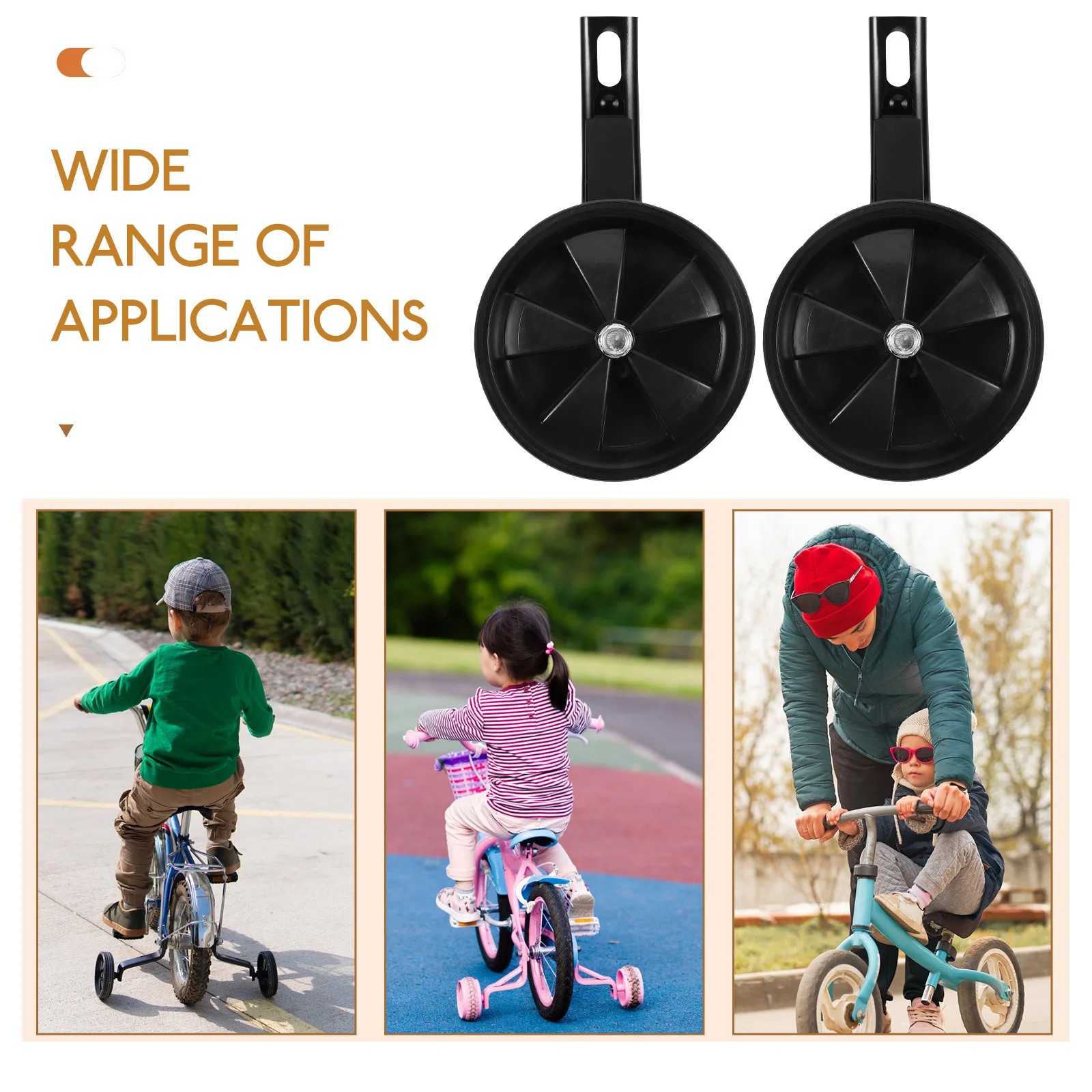 

1Pair Replacement Training Wheels Bike Stabiliser Heavy Duty Steel Plastic Bike Balance Support for Beginner Cyclists