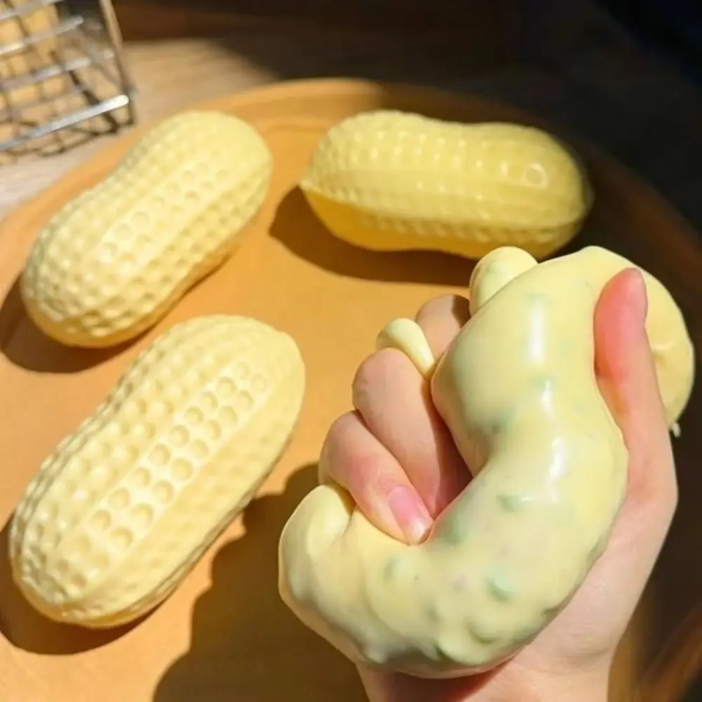 Boys Girls Finger Relax Crispy Peanut Squishy Shapeable Hand Blocks Filled Squishy Pinch Handmade Sensory Fidget Ball Adult