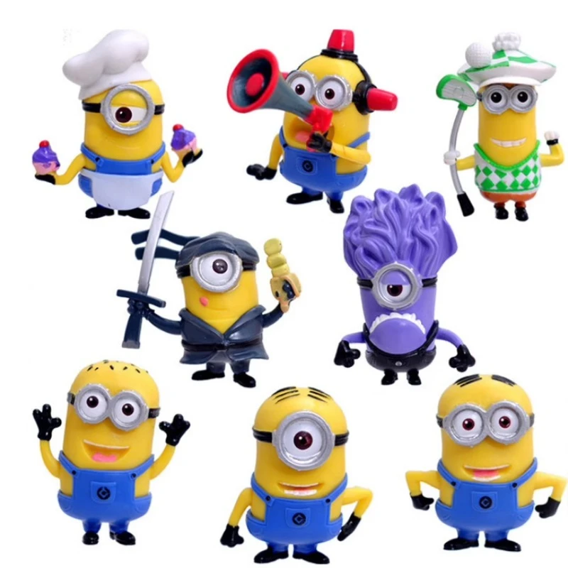 New 8Pcs/10Pcs Despicable Me Cartoon Animation Peripheral Minion Cake Doll Ornament Desktop Decoration Children's Birthday Gift