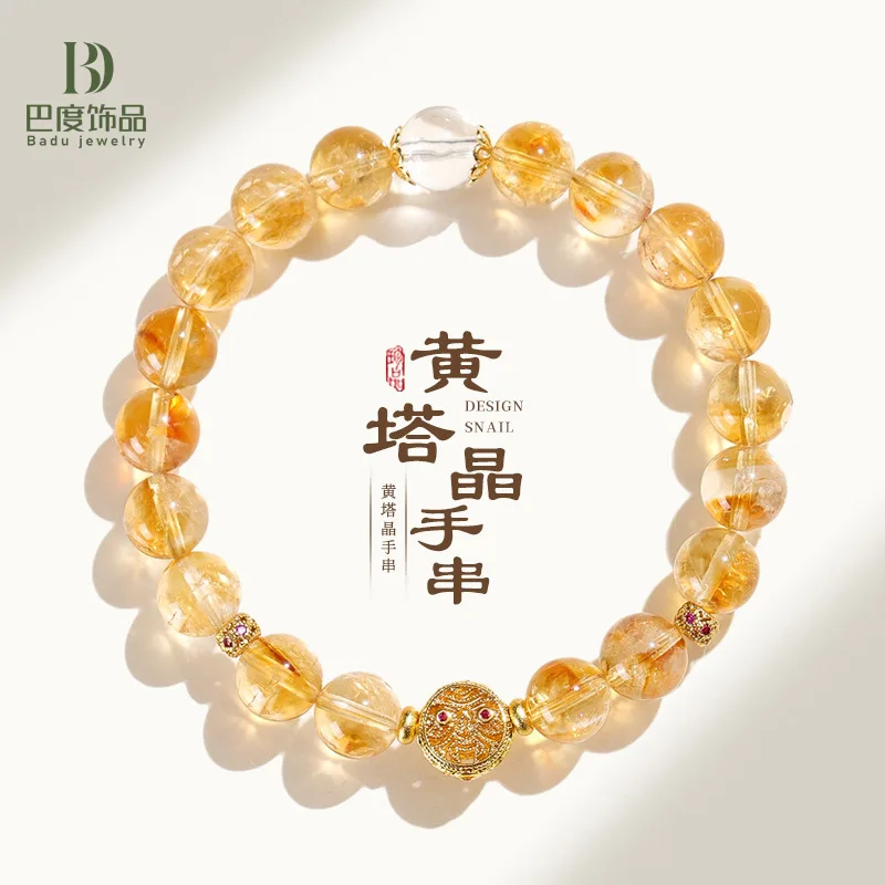 

Daily Rich Natural Yellow Tower White Crystal Bracelet Women s Chinese Style Handmade Jewelry HandString