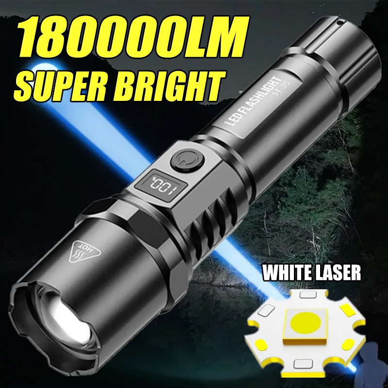 Portable Spotlight Long Range 30W Lightweight LED Flashlight  Type-C Built-in 18650 Battery Telescopic Zoom LED Tactical Torch