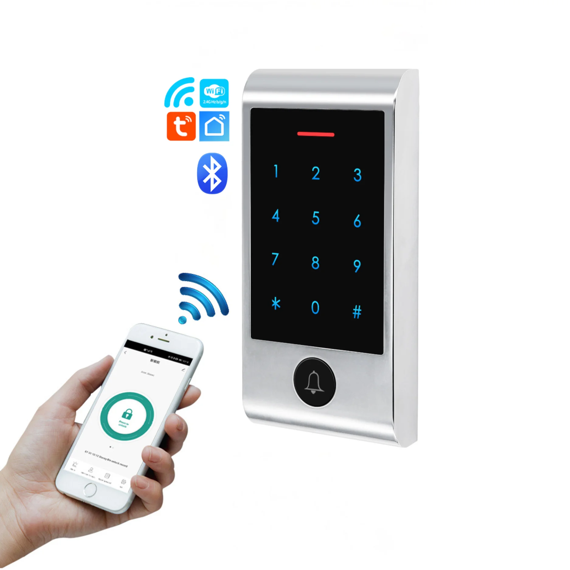 أحدث واي فاي تويا لوحة المفاتيح نظام التحكم في الوصول مقاوم للماء IP66 باب واحد تحكم قارئ بطاقات التحكم في الوصول قارئ رفيد
