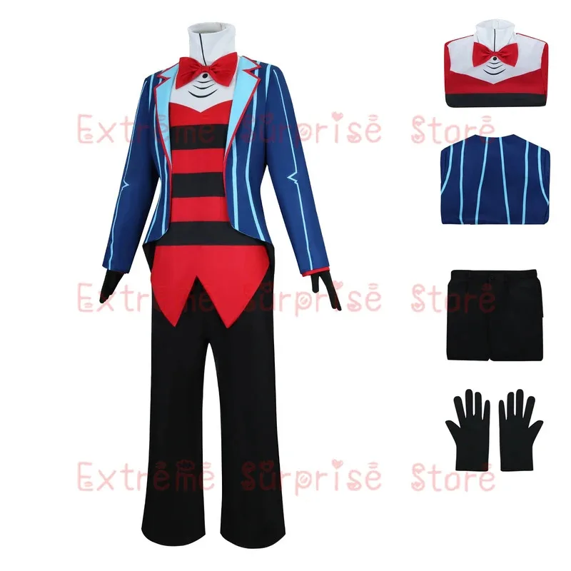 ดีดี 12 ฮาซบิน โฮเทล วอกซ์คอสเพลย์เครื่องแต่งกายชุดเครื่องแต่งกายฮาโลวีนคาร์นิวัลคริสต์มาสเครื่องแต่งกายสีฟ้าสีแดงชุดอะนิเมะเต็ม
