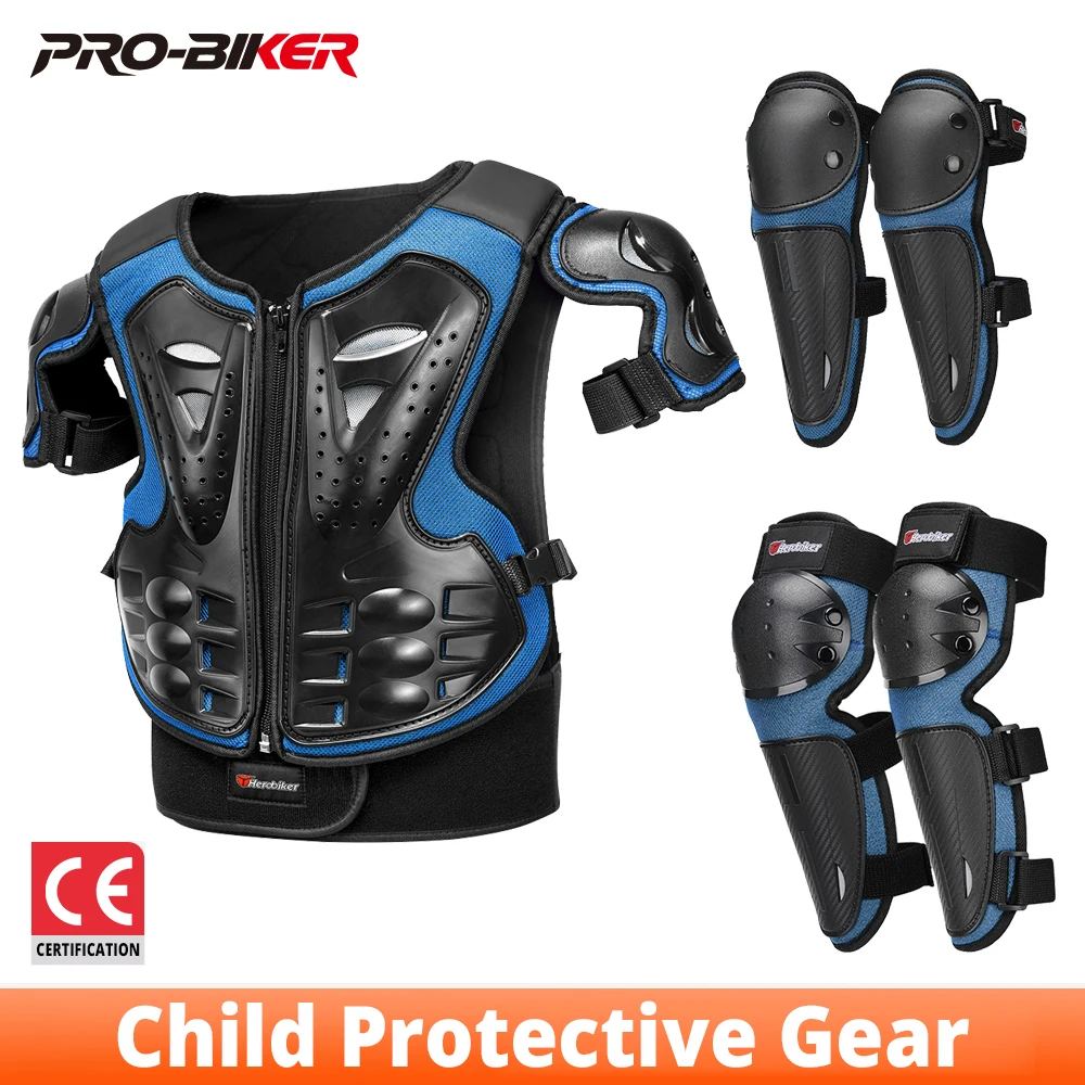 Kid's Motorcycle Armor Vest Back Protection Motocross Full Body Armor Elbow Knee Pads Motorbike Armor For Height 1.1-1.6M