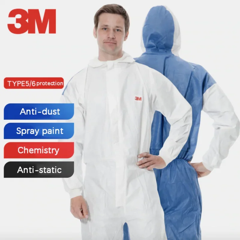 3M 4535 Chemical Protective Coverall Jumpsuit with Hood SMS Material Breathable Dustproof Pesticide Painting Clothing