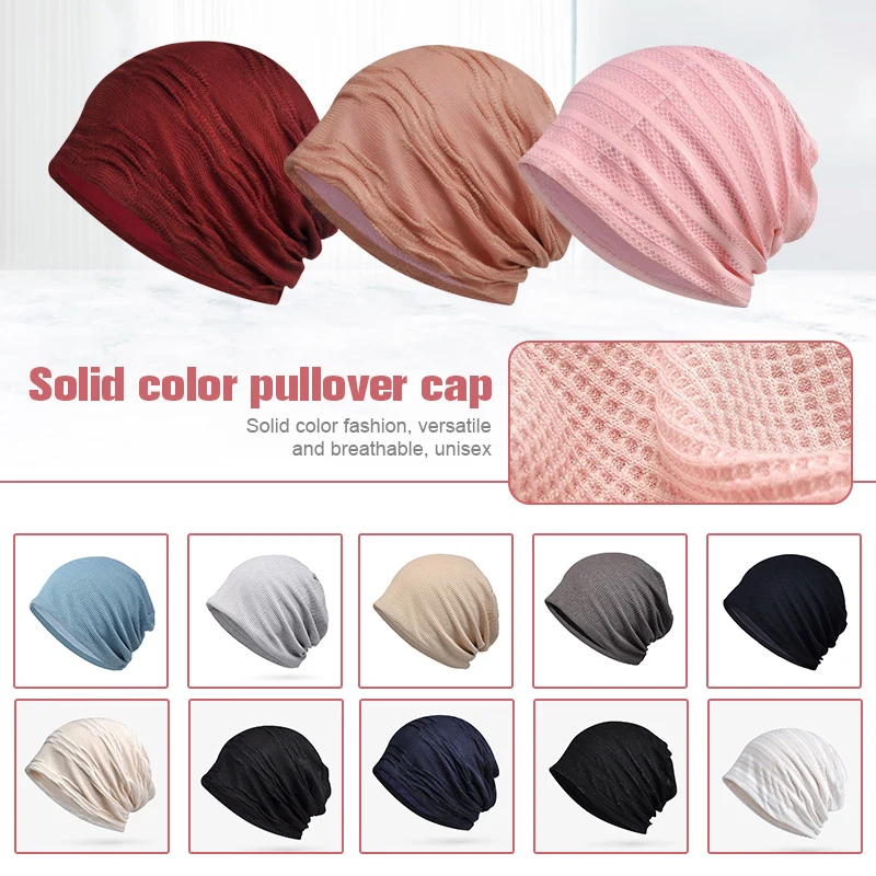 Summer Slouchy Beanie Hat Women Thin Lace Cotton Beanie Sleeping Cap Cancer Chemo Cap Turban Headwear Night Cap