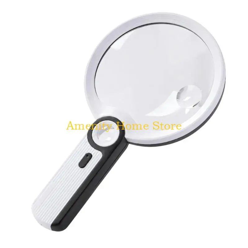 F26C LED Hand Lens with Wide Main Viewing Area and Integrated Light for Books, Newspapers, and Small Object Features Up Close