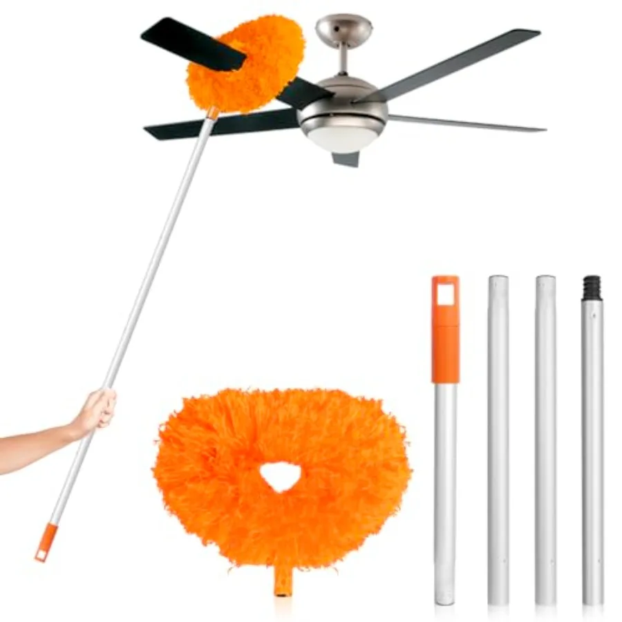 

Ceiling Fan Cleaner Duster High Ceiling Extended Fan Blade Cleaner from 13 to 50 Inch Reusable Microfiber Ceiling Fan Duster wi