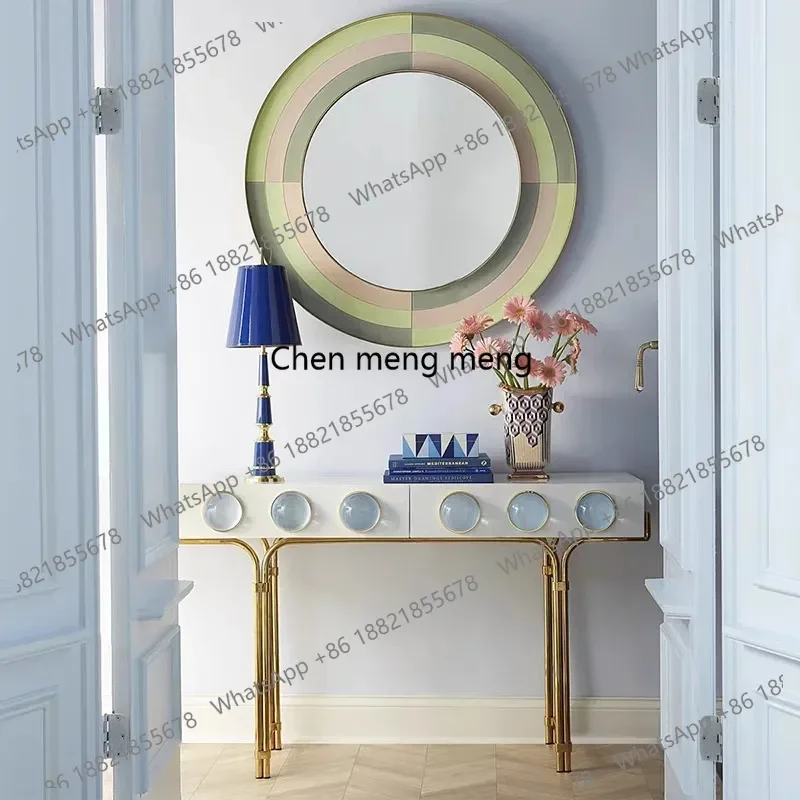 Postmodern titanium paint entrance table hotel home aisle partition wall decorative cabinet Nordic simple case