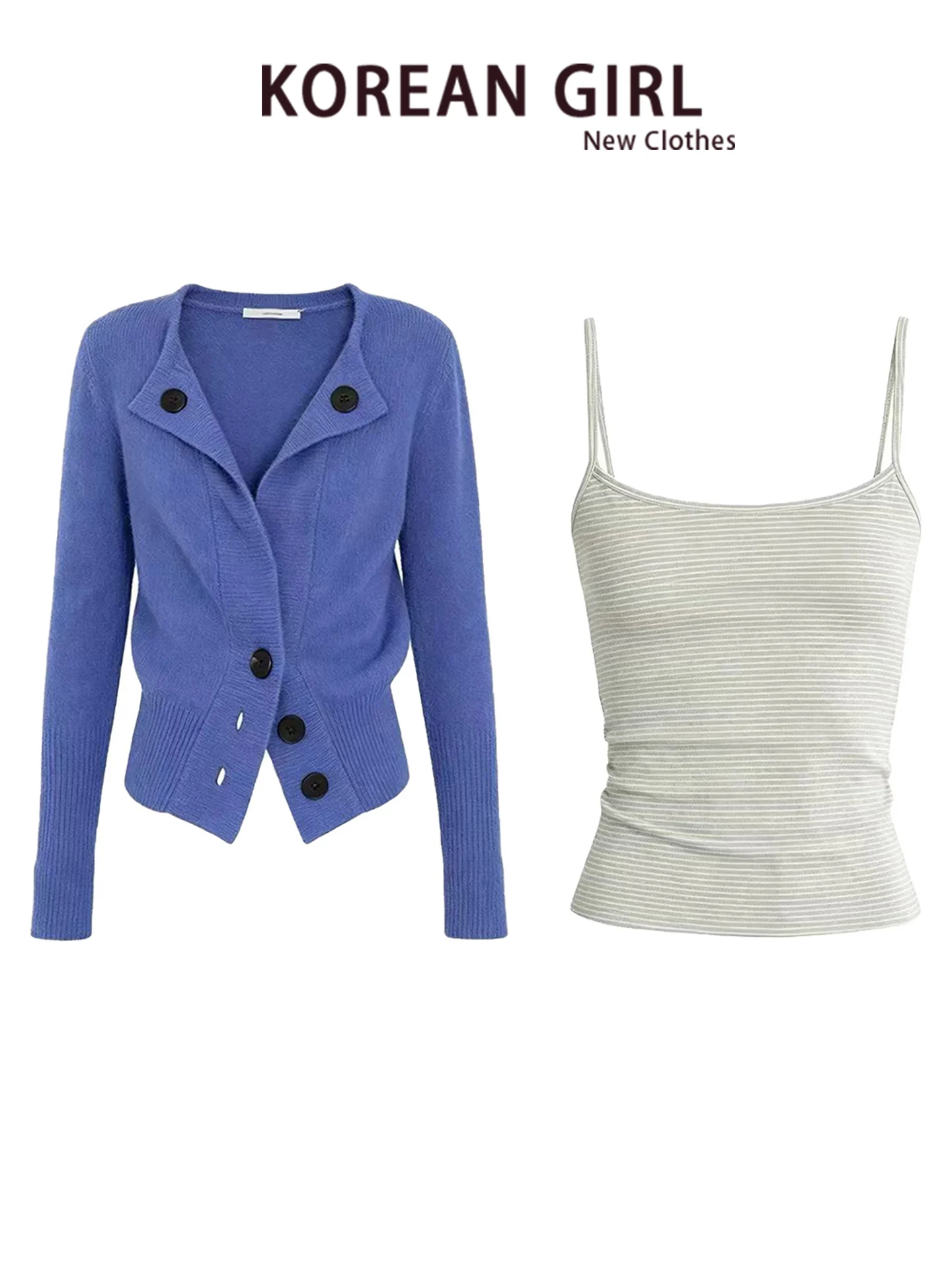 Women'S Fashion Vest Tops - Setelan Dua Potong Atasan Rompi Rajut