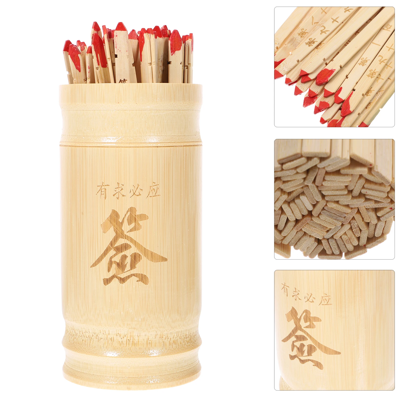 

1 set Divination Fortune Sticks with White Bucket Container Ancient Chinese Prop Vintage Toy for Temple Fun